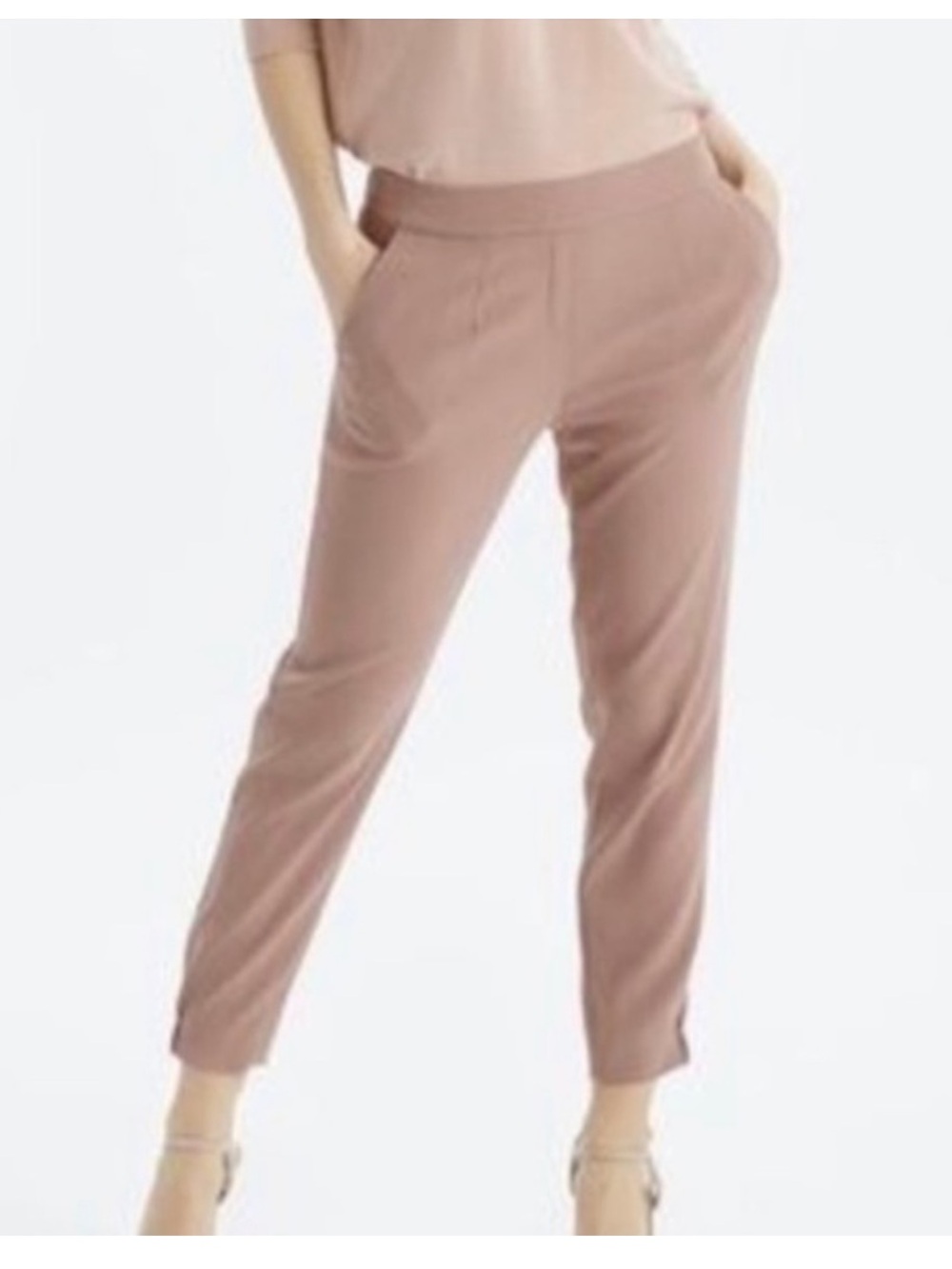 The Reset R Label Modern Jogger Desert Sand Silk Pull On Trousers Pants XS